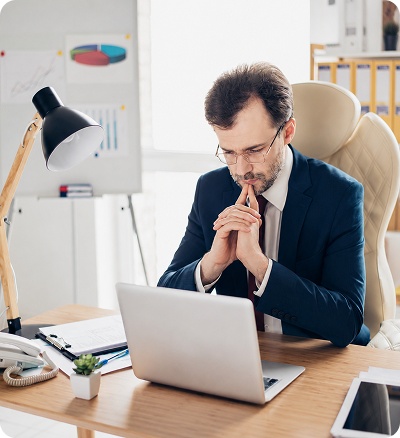 Business professional reviewing documents